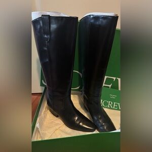 J.Crew Black Leather Knee-High Boots New
